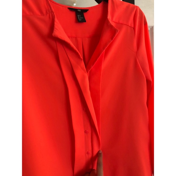 Neon Orange H&M Button Up Blouse - Picture 2 of 7